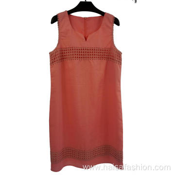 Ladies Red Vintage Hollow-out Dress